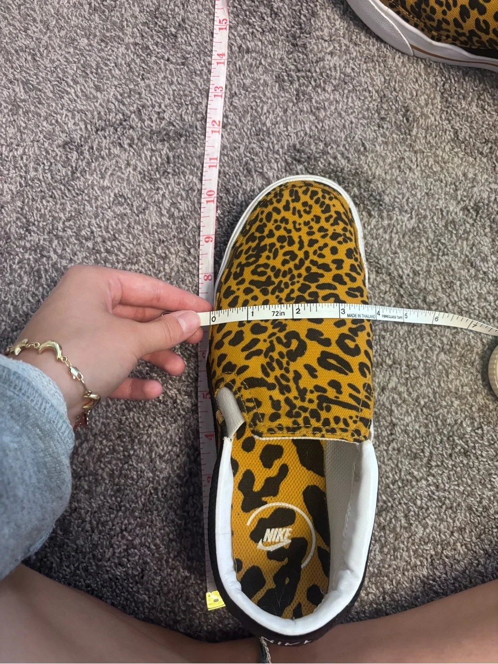 Nike Women's Slip-On Sneakers in Yellow Leopard Print and Black